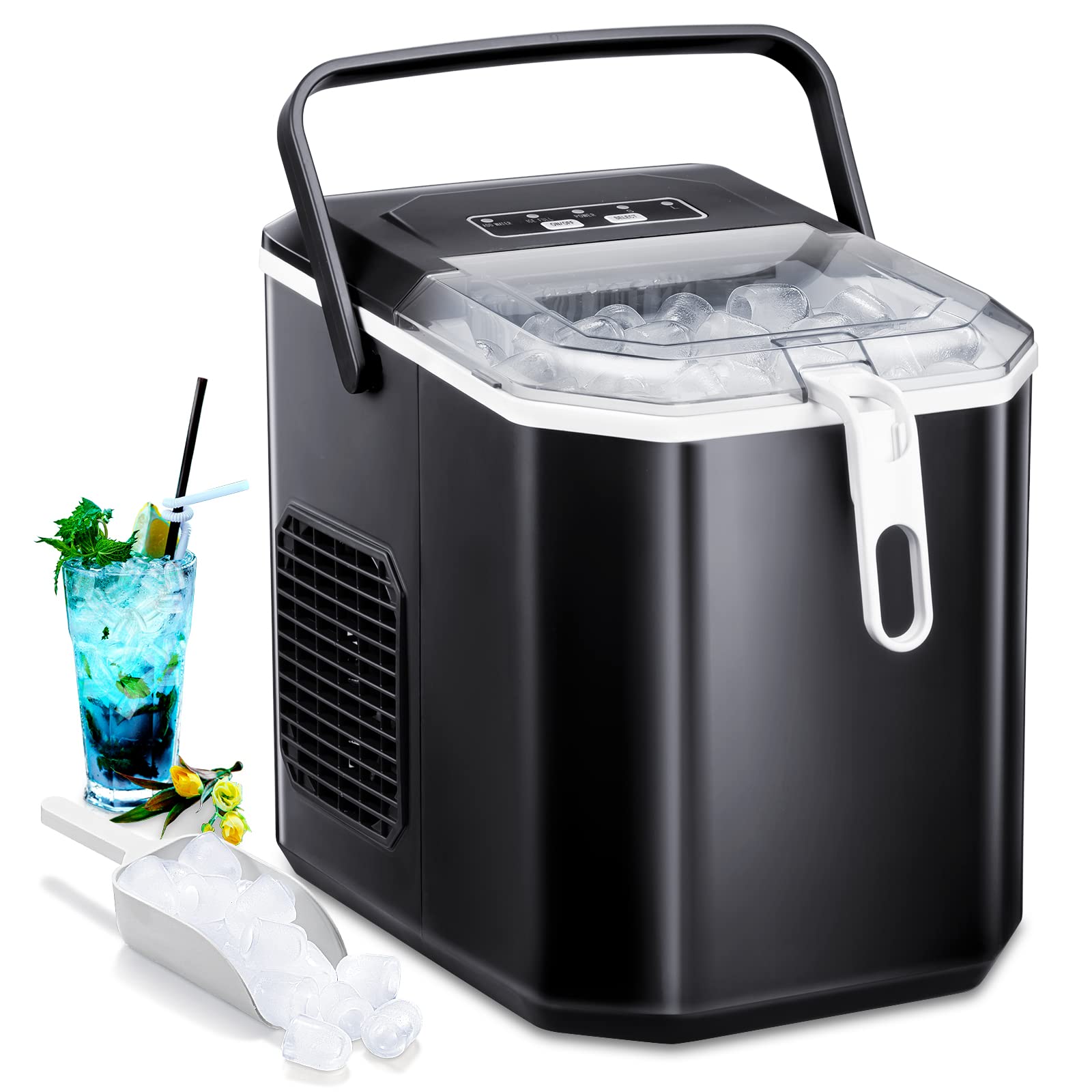  Joy Pebble V2.0 Commercial Ice Machine,100 lbs,2 Way  Filling,Self Cleaning Ice Maker,Ice Machines with 24 Hour Timer,Ice  Thickness Control,Stainless Steel Ice Makers for School,Home,Bar,RV :  Appliances